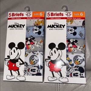 2 - Disney Mickey Mouse Boys' 5-Pack Underwear Briefs Boys Size 6 NEW